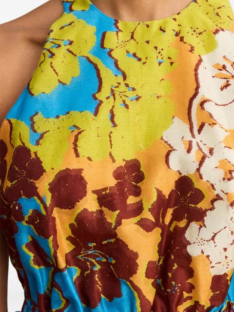 ALEMAIS Splice floral-print cropped top - Blue
