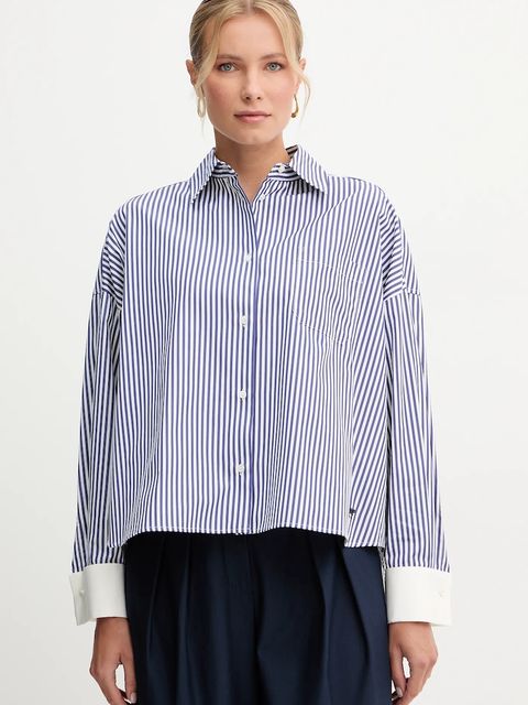 Weekend Max Mara koszula bawełniana ARTURO damska kolor granatowy relaxed z kołnierzykiem klasycznym 2525116042600 - zdjęcie produktu nr 1