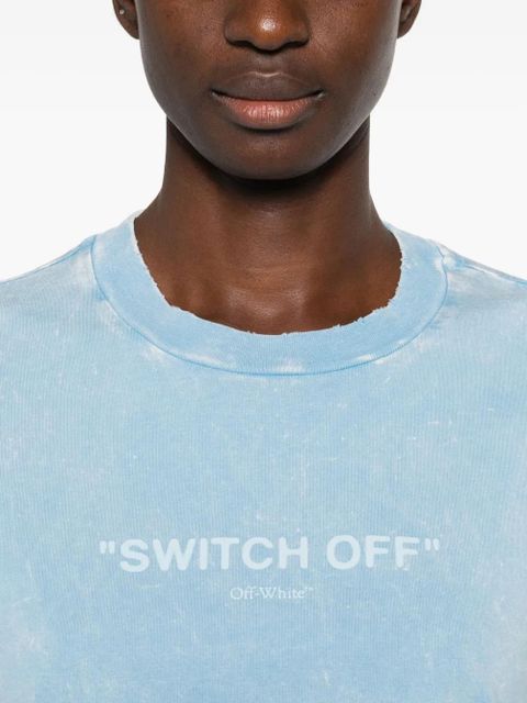 Off-White logo-print cropped T-shirt - Blue