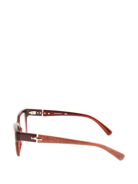 Longchamp marble-effect rectangle-frame glasses - Red