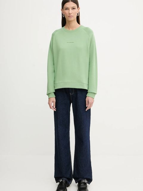 Marc O'Polo bluza bawełniana damska kolor zielony gładka 5000009291