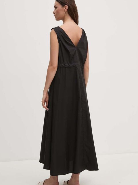 Sandro Ferrone sukienka bawełniana kolor czarny midi rozkloszowana SFS7XBDMADA