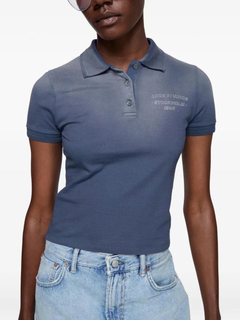 Acne Studios faded-effect logo-print polo shirt - Blue