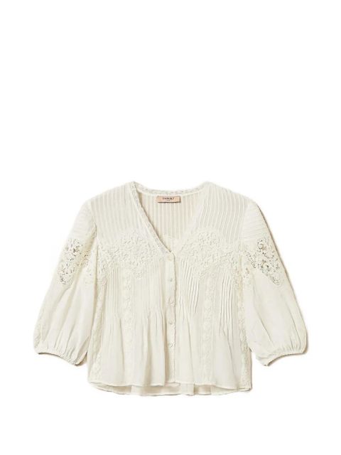 TWINSET lace-detail shirt - White - zdjęcie produktu nr 1