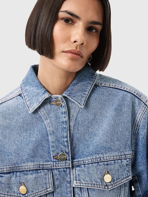 AllSaints kurtka jeansowa LUCA kolor niebieski przejściowa W031OD