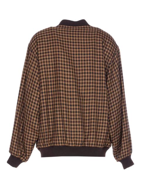 Saint Laurent Cassandre checked bomber jacket - Brown
