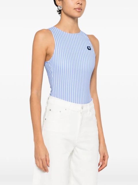 Maje striped-pattern logo-embroidered bodysuit - Blue