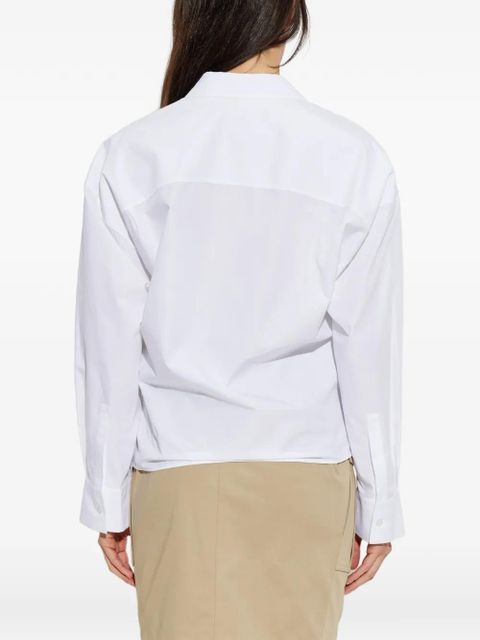 Balmain wrap-design cotton blouse - White