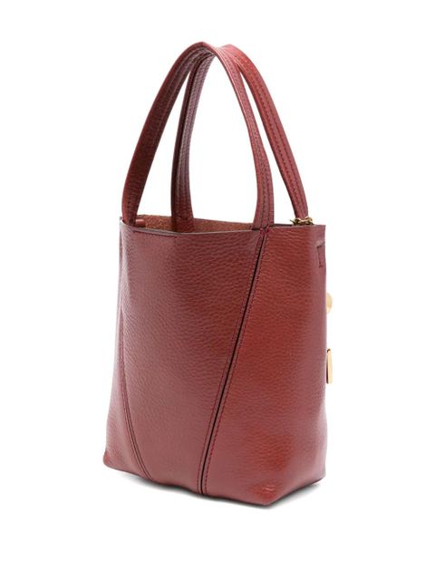 Chloé small Spin leather-trimmed chain-detail tote bag - Red