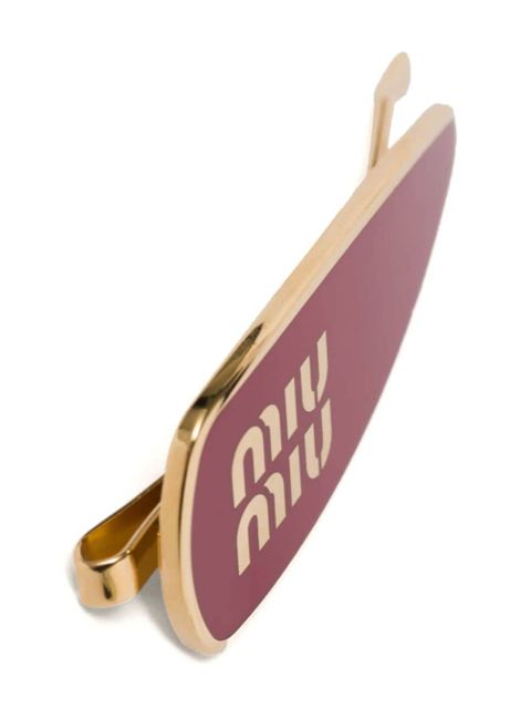 Miu Miu engraved-logo enamel hair clip - Red - zdjęcie produktu nr 2