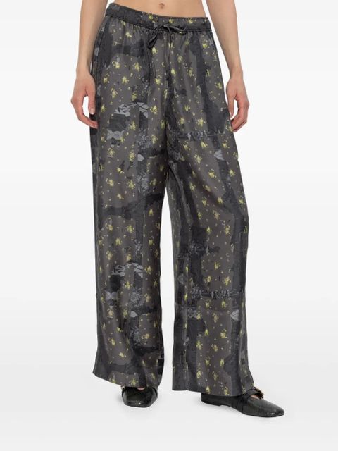 GANNI floral-pattern trousers - Grey