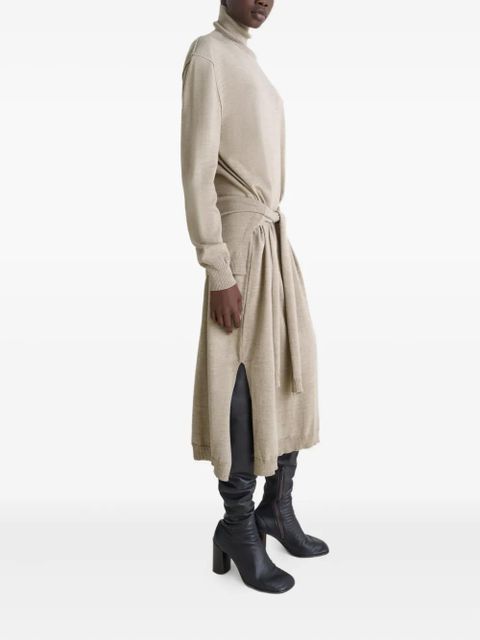 LEMAIRE tie-waist turtleneck dress - Neutrals