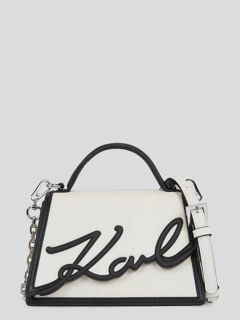 Karl Lagerfeld torebka skórzana K/SIGNATURE kolor biały A1W30224 - zdjęcie produktu nr 1