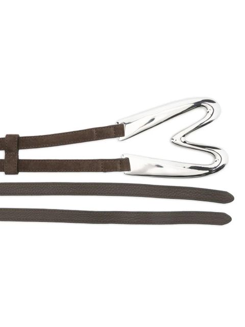 Moschino silver-tone buckle leather belt - Brown