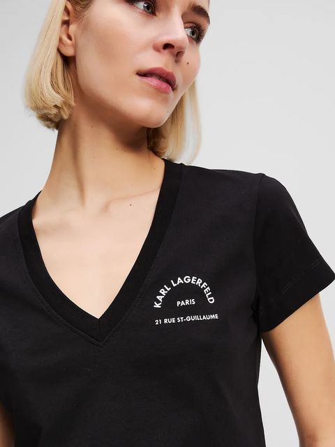 Karl Lagerfeld t-shirt bawełniany damski kolor czarny A3W17104 - zdjęcie produktu nr 2