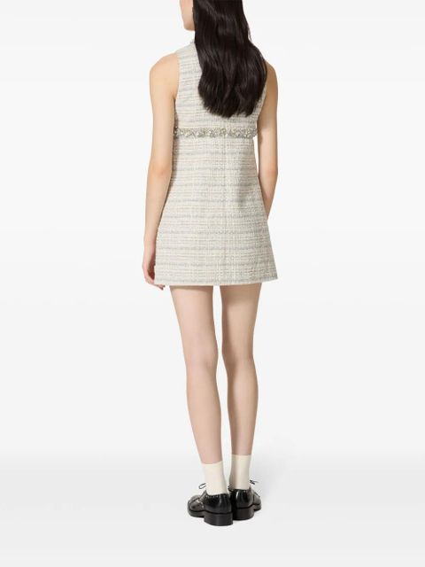 Valentino Garavani crystal-embellished tweed minidress - Neutrals