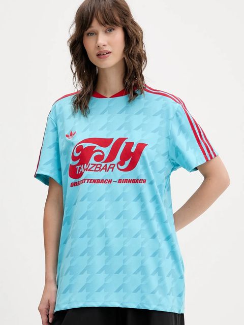 adidas Originals t-shirt Footie Jersey damski kolor niebieski JW2771 - zdjęcie produktu nr 1