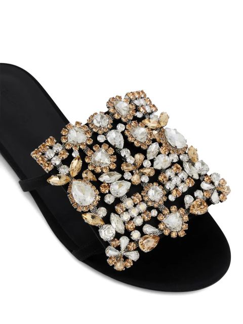 Rabanne crystal-embellished flat sandals - Black