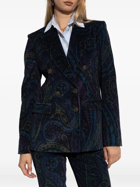 ETRO corduroy double-breasted blazer - Blue