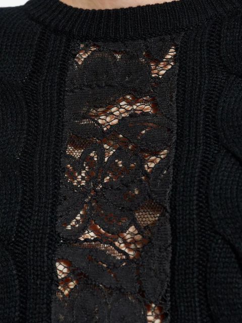 Max Mara cable-knit lace-insert sweater - Black