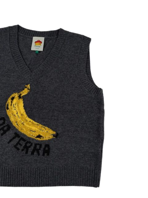 FARM Rio banana-print knit vest - Grey