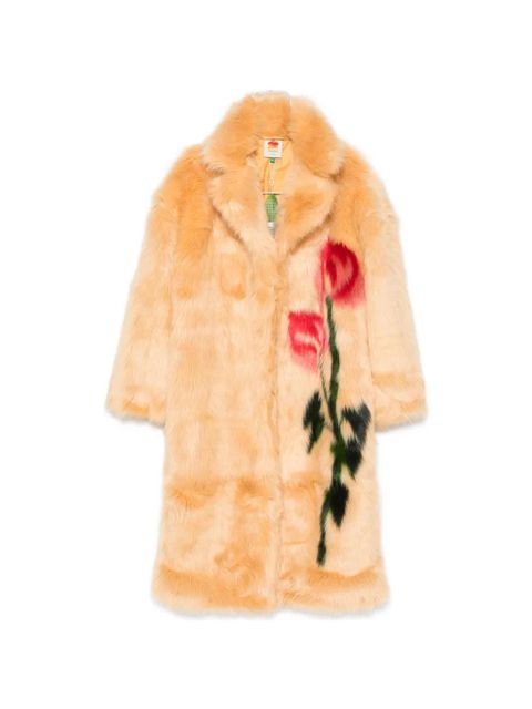 FARM Rio floral-motif faux-fur coat - Neutrals - zdjęcie produktu nr 1