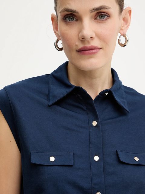 Morgan koszula damska kolor granatowy regular z kołnierzykiem klasycznym DAROD