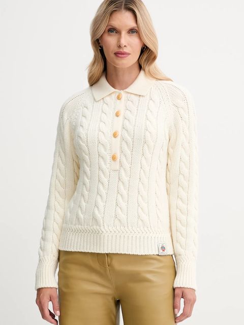 Bally sweter wełniany damski kolor beżowy ciepły WKN0BG - zdjęcie produktu nr 1