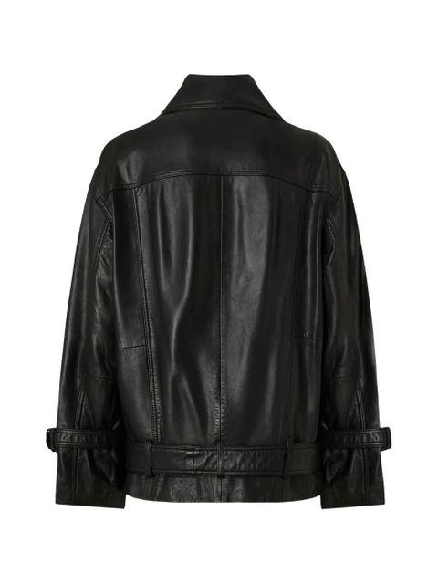 PINKO buckle-belted leather jacket - Black - zdjęcie produktu nr 2