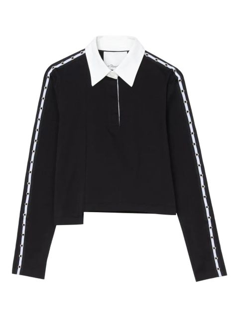 3.1 Phillip Lim panelled eyelet-detail polo top - Black - zdjęcie produktu nr 1