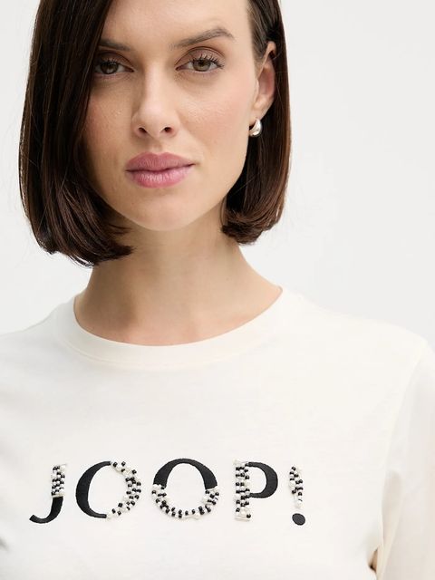 Joop! t-shirt bawełniany damski kolor beżowy 30100842