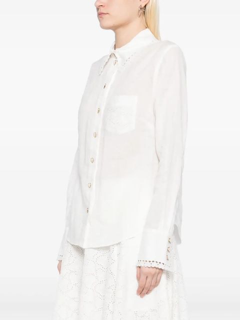 ZIMMERMANN embroidered ramie shirt - White