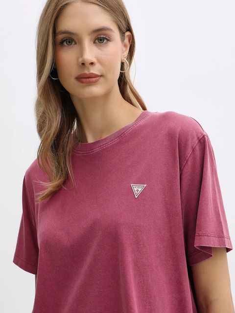 Guess Jeans t-shirt bawełniany damski kolor bordowy W5BI23 K8HM0