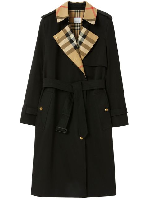 Burberry Check Panel cotton trench coat - Black - zdjęcie produktu nr 1