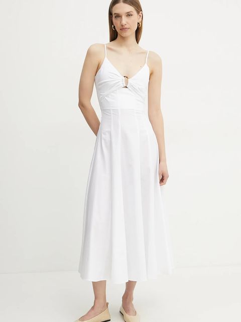 Simona Corsellini sukienka bawełniana kolor biały midi rozkloszowana P25CPAB011 - zdjęcie produktu nr 1