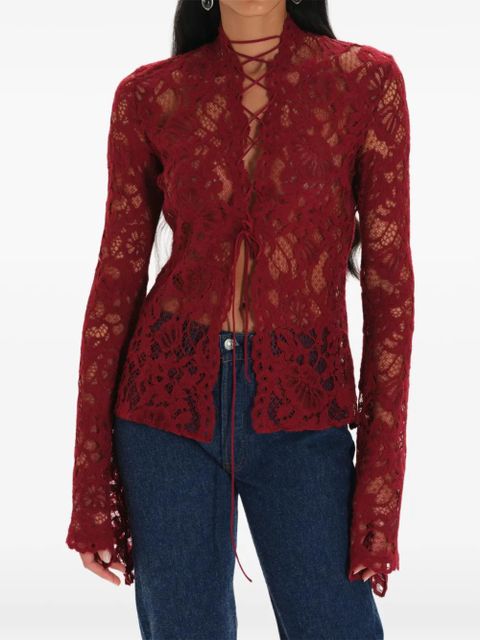 MANURÍ floral lace blouse - Red