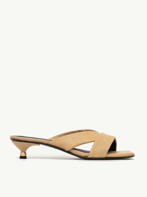 VANDA NOVAK - Klapki na małym obcasie Maya Beige