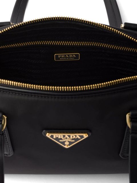 Prada medium re-nylon and leather tote bag - Black