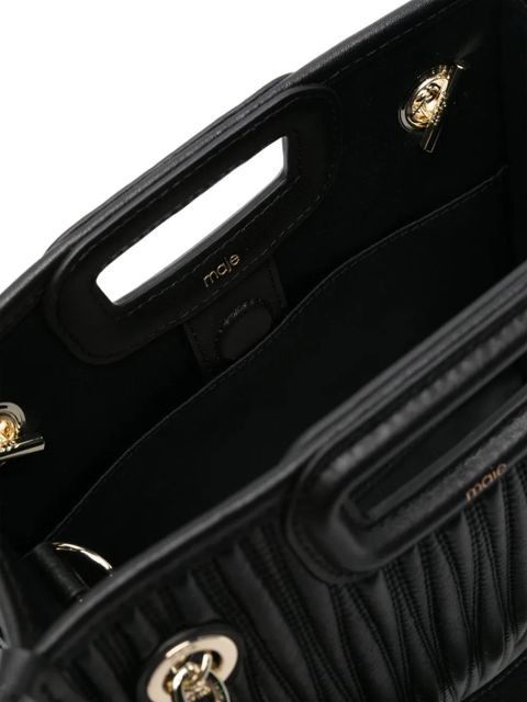 Maje mini quilted leather tote bag - Black