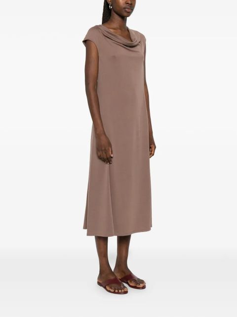 Max Mara cowl-neck cap-sleeves midi dress - Brown