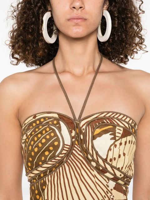 FARM Rio Shell Mix midi dress - Brown