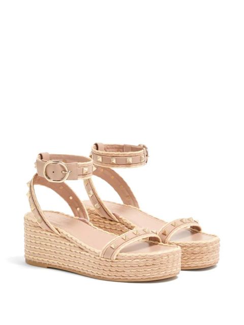 Valentino Garavani Rockstud flatform sandals in calfskin 45mm - Neutrals - zdjęcie produktu nr 2