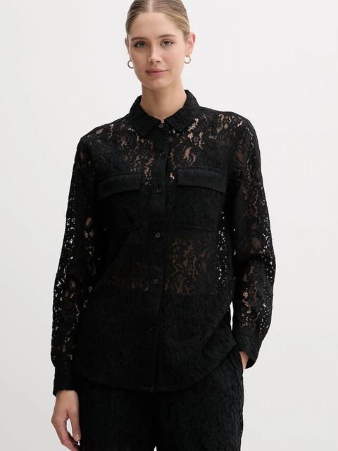 Dkny koszula damska kolor czarny regular z kołnierzykiem klasycznym DJ5W2132 - zdjęcie produktu nr 1