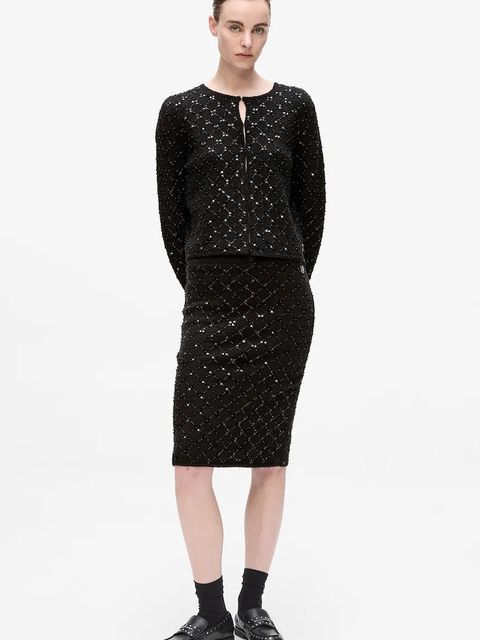 Karl Lagerfeld kardigan z domieszką wełny damski kolor czarny A4W18057