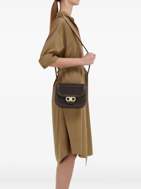 Ferragamo extra small Double Gancini North-South crossbody bag - Brown