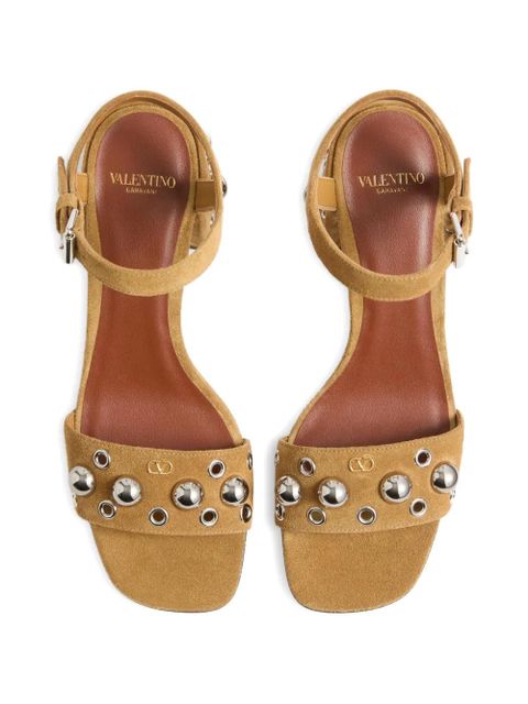 Valentino Garavani Nellcôte ball-studs leather sandals - Brown