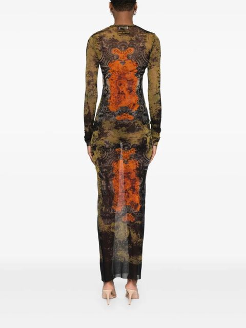 Jean Paul Gaultier graphic-print maxi dress - Orange