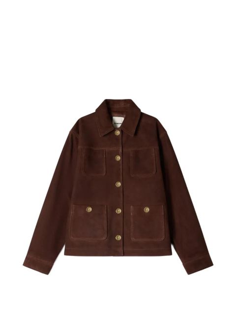 SANDRO buttoned pocket leather jacket - Brown - zdjęcie produktu nr 1