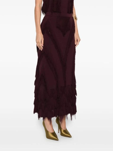 Ulla Johnson fringed panelled midi skirt - Red
