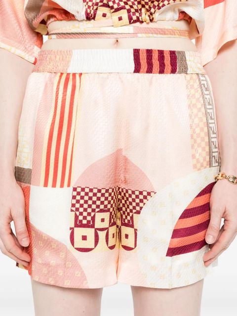 FENDI patchwork-print silk shorts - Pink - zdjęcie produktu nr 2